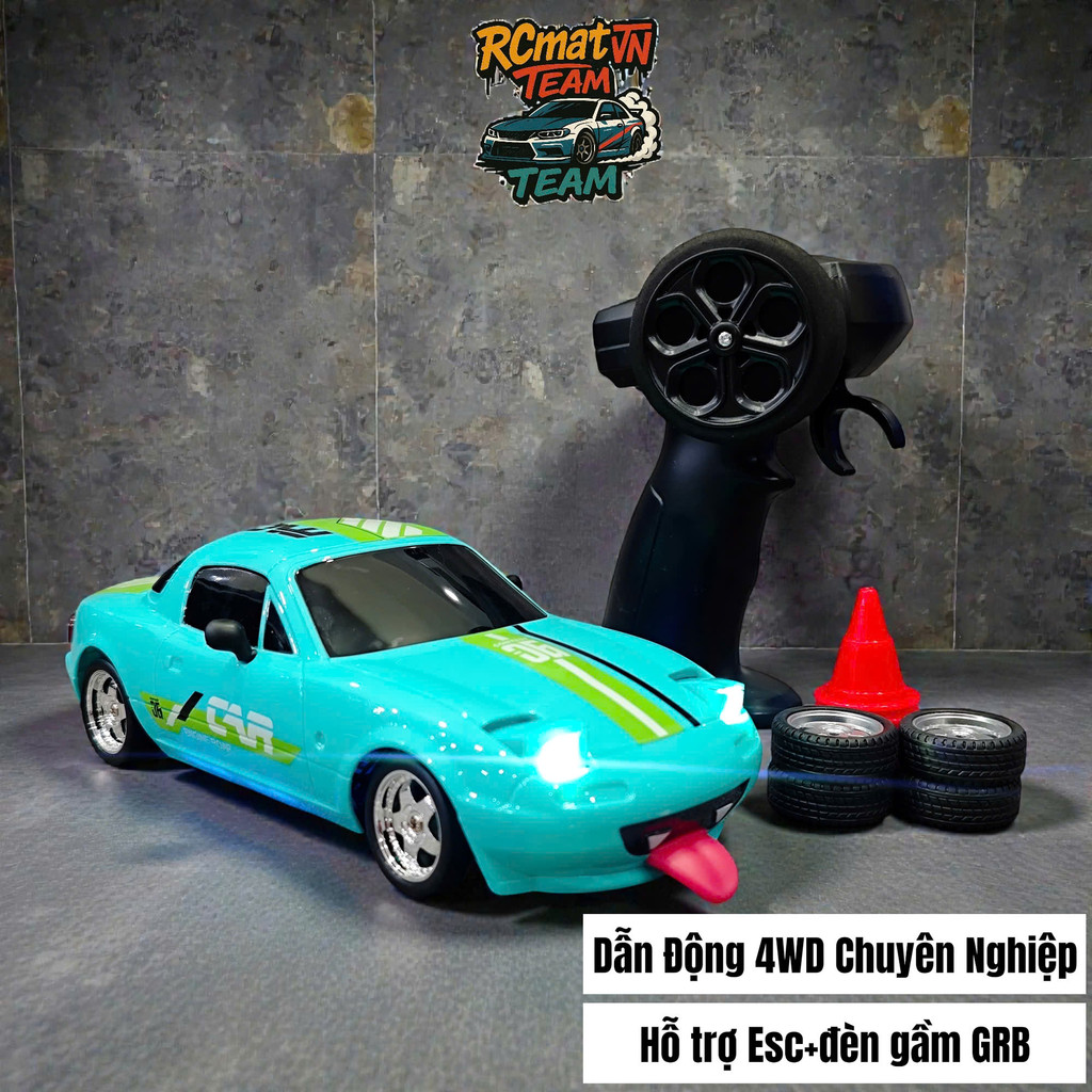 [NEW 2026] Xe Điều Khiển Mini Drift Japan City MX-5 Miata 1/24 4WD Có Điều Tốc, Đèn Lật Bánh Mạ Chro