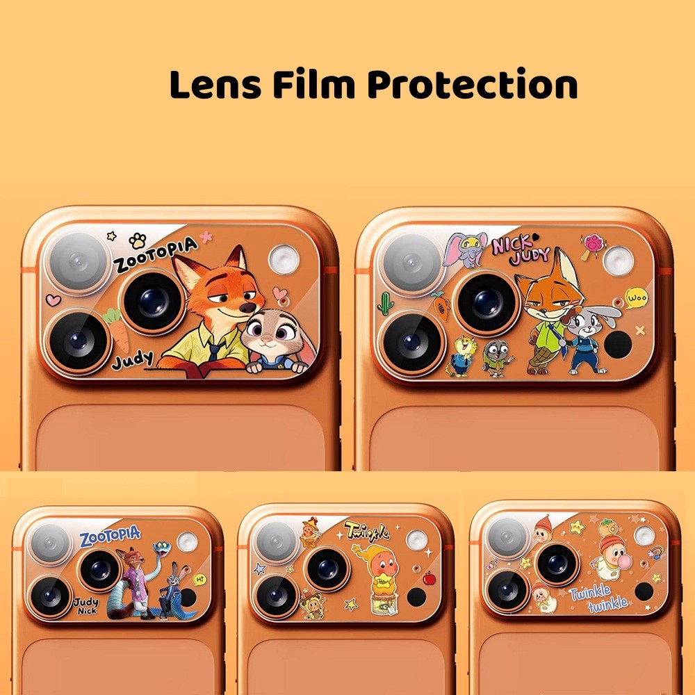 Hoạt Hình Thỏ Fox Star People Ống Kính Máy Ảnh Bảo Vệ Cho iPhone 17 Pro Max 16 Pro Max 15 Pro Max 14 Pro Max Camera Kính Cường Lực Trong Suốt