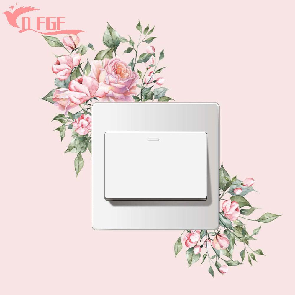 DFGF Flower Switch Sticker, Plant Flower Green Leaves Plants Sticker, Wall Wall Wall Wall Wall Wall 