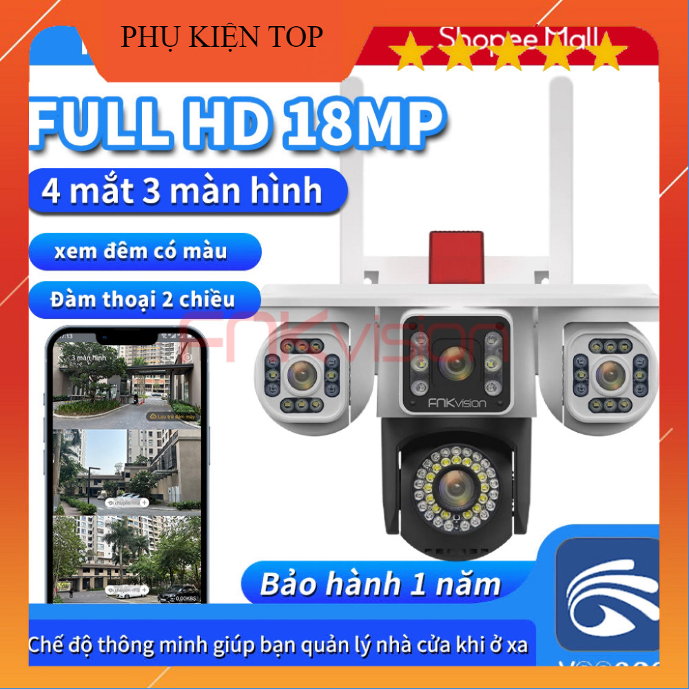 【Fnkvision】Camera YOOSEE 2 mắt Ngoài Trời 4 mắt (Xoay Được 3 Mắt) 3 Màn Hình Độ Phân Giải 18MP Tích 