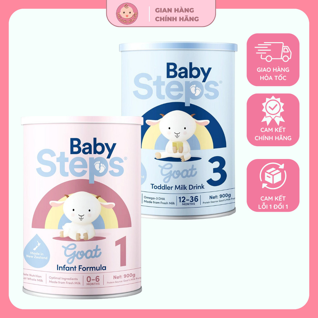 (DEAL COMBO 2, 3 LON) Sữa Dê Nguyên Kem Baby Steps, Sữa Dê Công Thức New Zealand Cho Bé - 900g