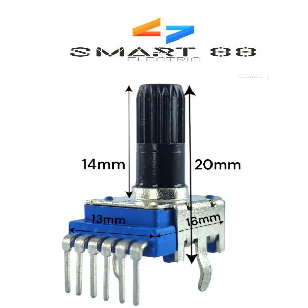 SMART88- Chiết Áp 6 Chân Vuông Xanh - Chân Cong Cán Tròn Dài 20mm 5K 10K 20K 50K 100K