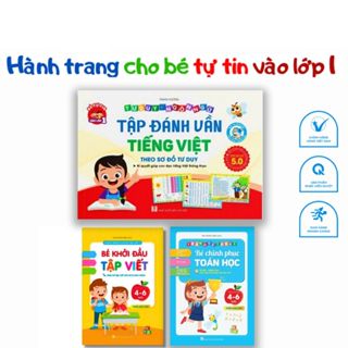 Sách- Bộ 3 Quyển Tập Đánh Vần, Bé Chính Phục Toán Học, Bé Khởi Đầu Tập Viết Hành Trang Vào Lớp 1 Dành Cho Bé Từ 4-6