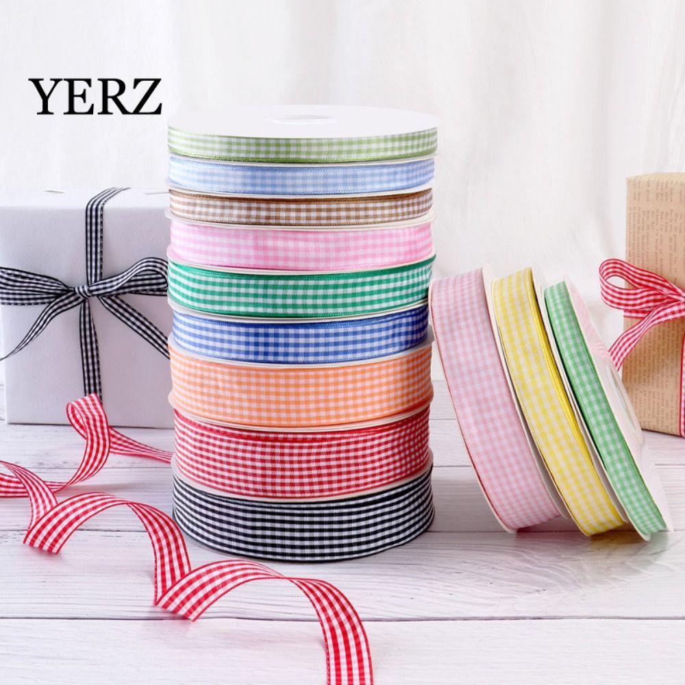 Ruy băng kẻ sọc YRZ, Nhiều màu sắc DIY Crafts Gingham Ribbon, Gói đa dạng Nơ hai mặt 1 / 2cm Nơ Ribb