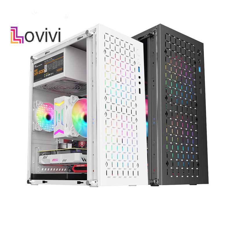 [Lovivivi] Micro ATX / ITX Trong Suốt DIY PC Case Kính Desktopputer Case HDD + SSD ATX Power Supply 