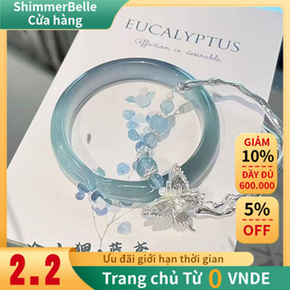✨ShimmerBelle ✨Vòng Tay Cáo Băng Xanh & Bướm Aquamarine - Phong Cách Trung Hoa Mới, Xếp Chồng Thoáng Mát Cô Gái Người Bạn​​ Quà Tặng Tiếp Liệu ​​Trang Trí Cổ Tay​​ Vòng Tay Phong Cách Trung Hoa Sắc Hình Bướm Thời Trang quà tặng bạn gái mới​​ Phong Cách Hà