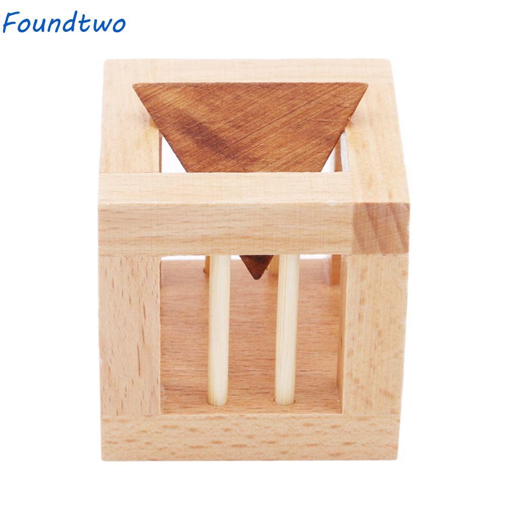 FOUNDTWO Teaser Puzzle Mở khóa 3D, Lồng Tam giác bằng gỗ Brain Teaser Puzzle, IQ Logic Game Brain Te