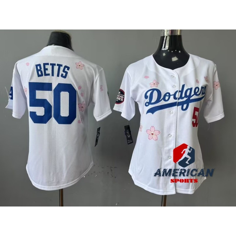 Áo bóng chày trắng Los Angeles Dodgers Mookie Betts phiên bản Tokyo Series 2025