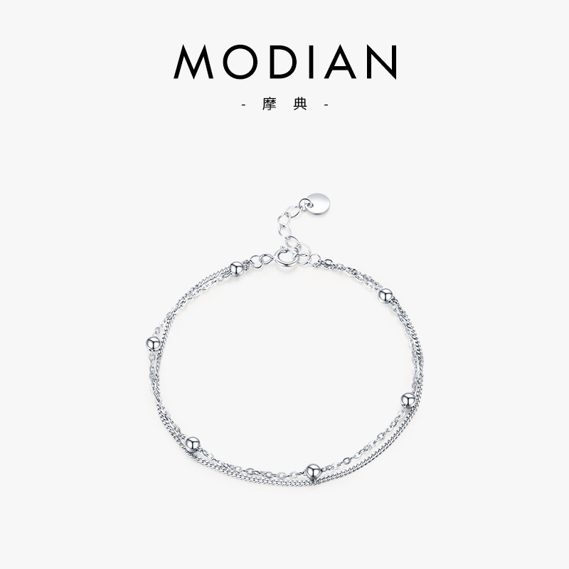 S925Sterling Silver Double Layer Bracelet Design Bracelet Silver Women Simple Minimalist Style Women
