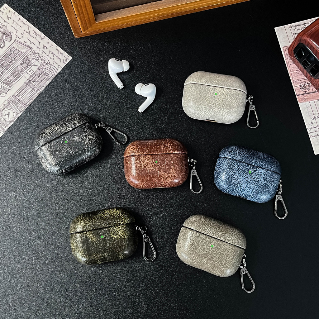 Đơn giản Retro Có Móc Khóa Dành Cho AirPods Pro3 PU + PC Vỏ Tai Nghe Bảo Vệ Nhiều Màu AirPod 4 / 3 /
