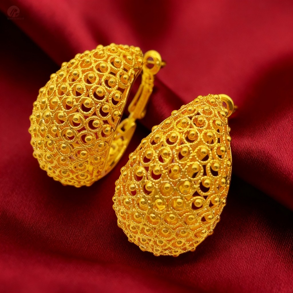 Dubai Trung Đông Bông Tai 24K Mạ Vàng Phù Hợp Với Retro Nigeria Nữ Đơn Giản Thời Trang Nhẹ Sang Trọn