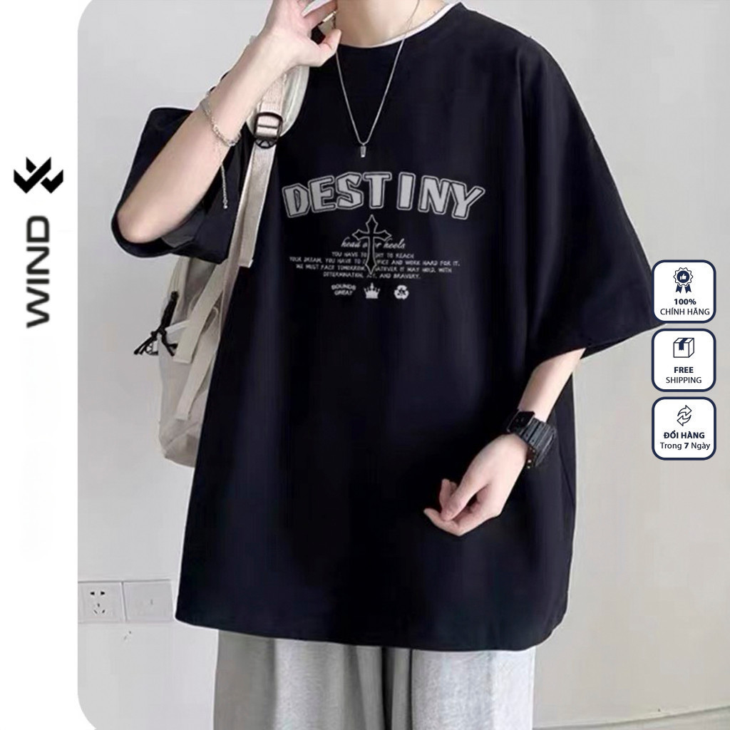 Áo Thun Unisex Wind Clothing Form Rộng Tay Lỡ DESTINY 100% cotton  Mặc Mát, Dễ Phối