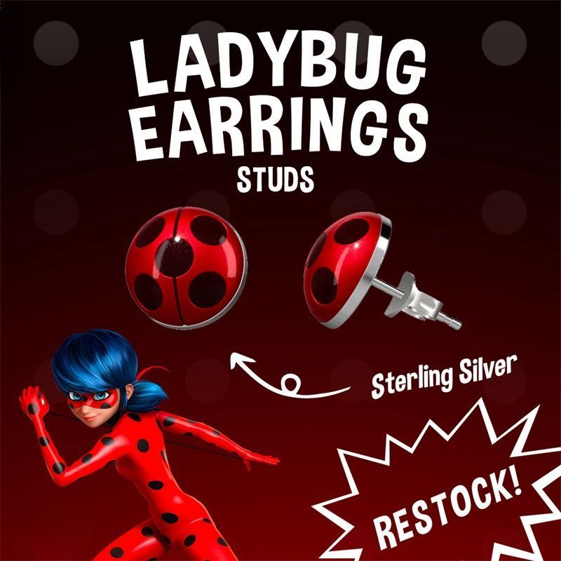 Bông Tai Hình Bọ Rùa Miracle Girl màu Hồng Peach Pink phong Cách Anime