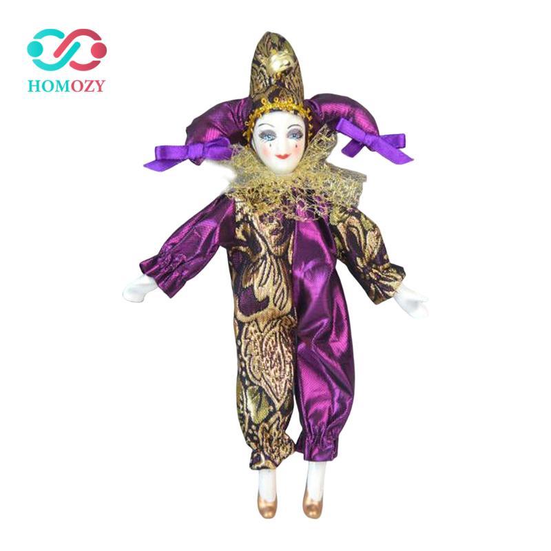 Mô hình góc búp bê chú hề 8in, Đồ chơi sưu tập hình búp bê Harlequin ngộ nghĩnh, Halloween