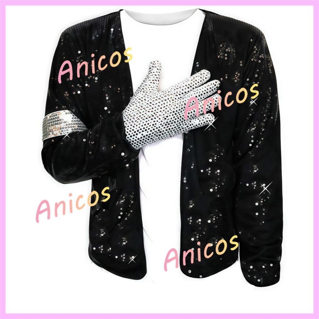 Áo Khoác Sequin Đen và Găng Tay Bạc cosplay Michael Jackson Billie Jean - Phù Hợp Biểu Diễn Ngoài Tr