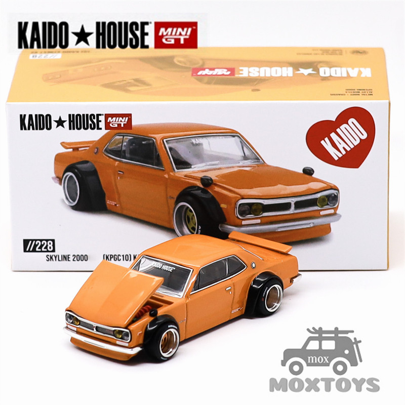 Kaido House x MINI GT 1: 64 Skyline2000 GT-R (KPGC10) Xe mô hình đúc màu vàng Kaido Street V2