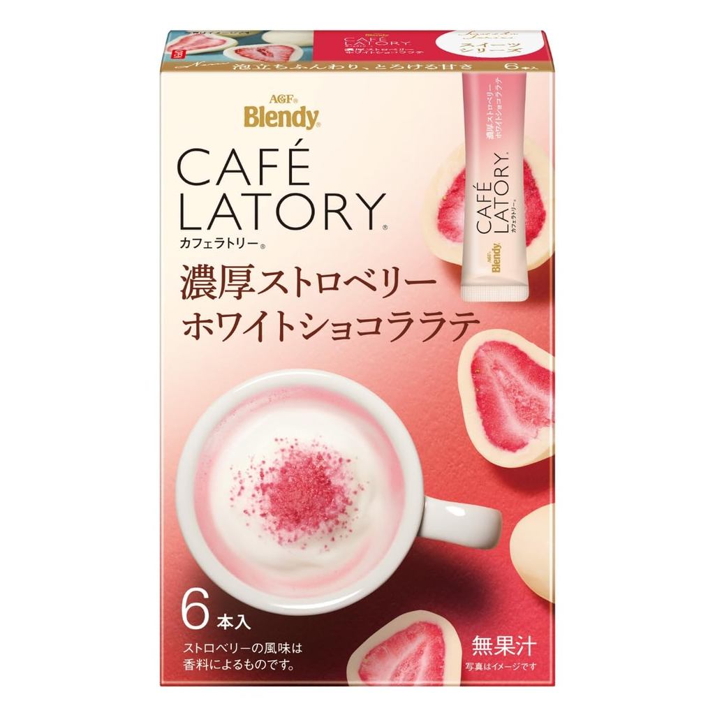 Trực tiếp từ NHẬT BẢN AGF Blendy Cafe Latte Stick Rich Strawberry White Chocolate Latte 6 miếng Coco