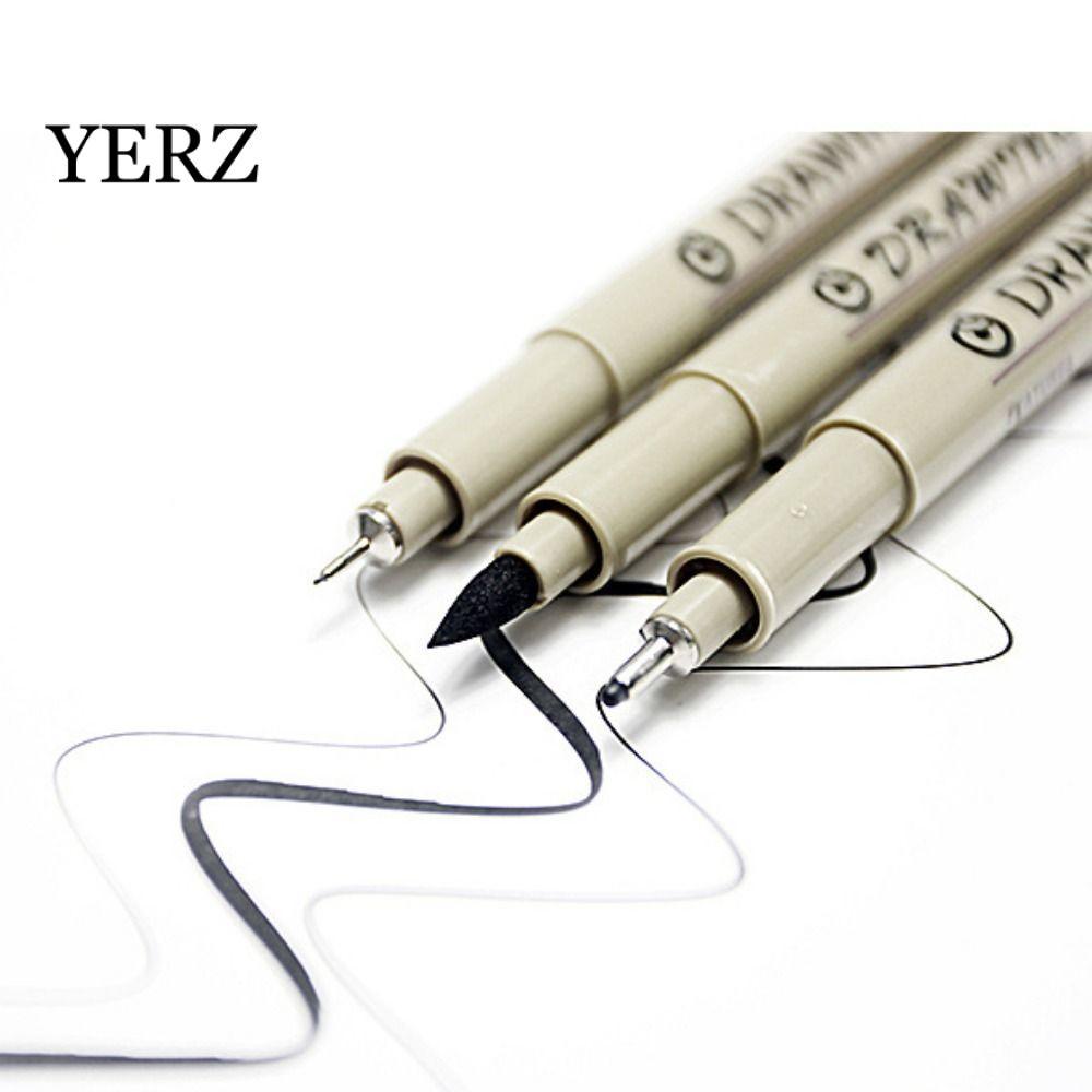 YERZ Liner Micron Ink Marker Pen, Đầu khác nhau Fine Line Pigment Liner Pen, Styographs Nhựa 12 Đầu 