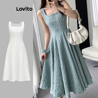 Lovito Đầm thanh lịch thêu hoa Ruffle Flounce Zip-Back buộc chặt cho nữ LNE13057 (Nhiều màu)