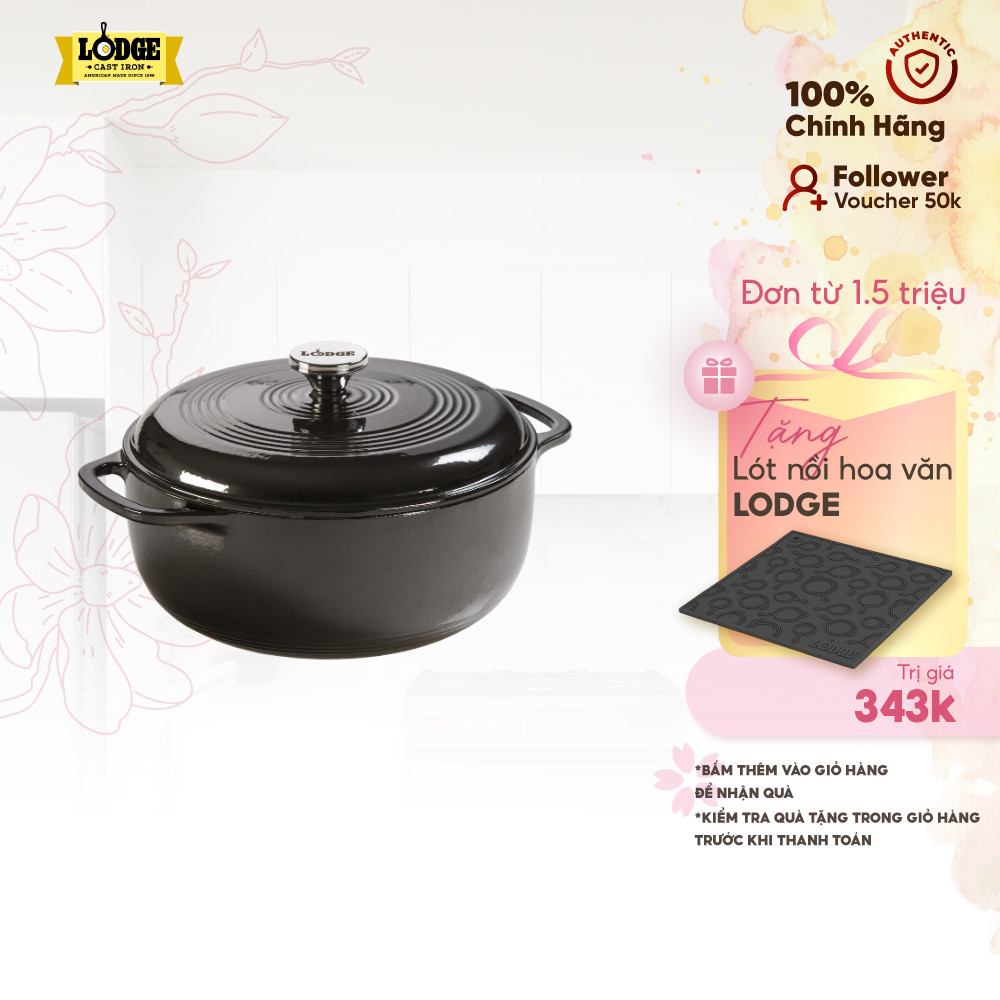Lodge - Nồi gang phủ men Midnight Chrome - 5.6L