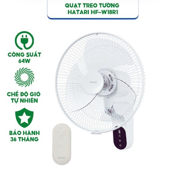 Quạt treo tường Thái Lan Hatari HF-W18R1 (Có điều khiển) - Hàng chính hãng bảo hành 36 tháng