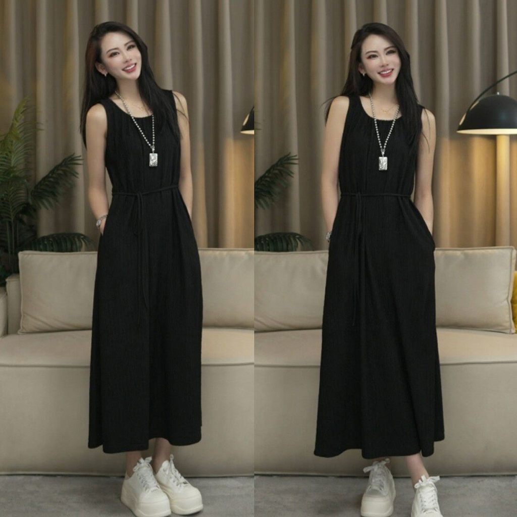 đầm mùa hè váy mùa hè Váy liền kiểu Pháp Douyin váy liền khí chất rộng rãi dễ phối không tay phong c