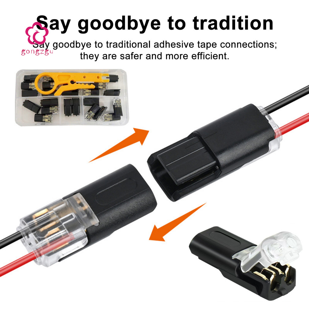 [gongzgu] Đầu nối cáp 18-22awg 25 / 50 / 100 chiếc Đầu nối dây nhanh 2 chân với phích cắm khóa ngọn 