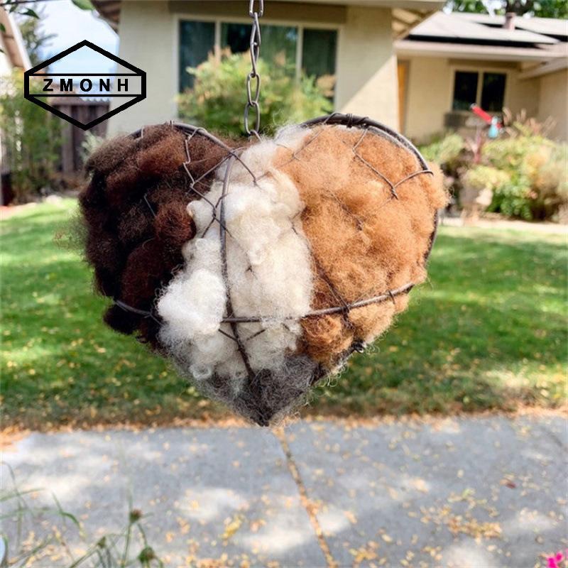 ZMONH Handmade Fiber Bird Nesting Heart Bird Nesting Heart Outdoor Yard Art Weing Nest Trang trí sân