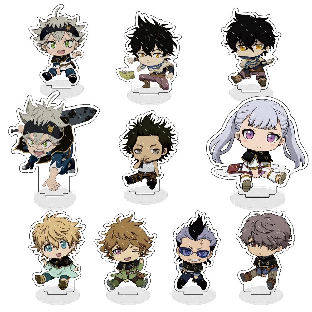 Standee Anime Black Clover Mô hình Mica Acrylic Asta Yami Yuno Noelle Chibi Trang Trí Để Bàn Học Quà