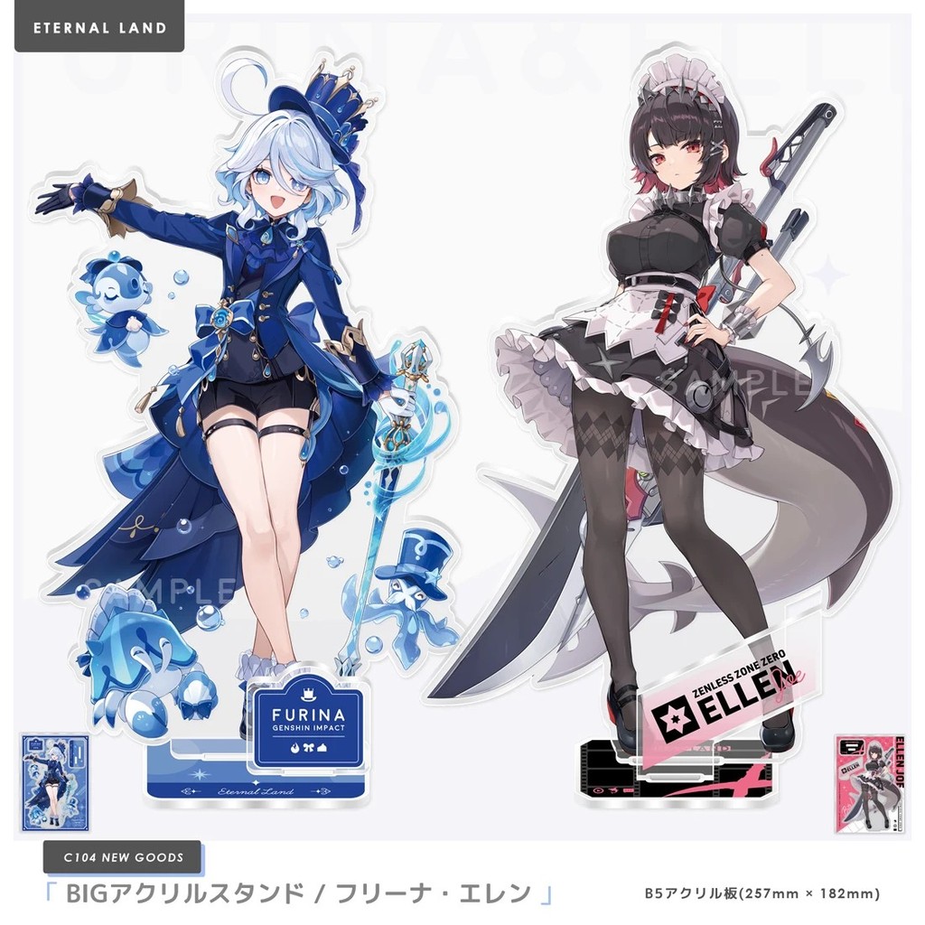 Standee Anime Ellen Joe Zenless Zone Zero Furina Genshin Impact Mô Hình Mica Acrylic Trang Trí Bàn H