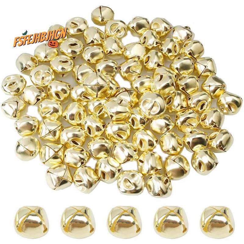 100 Miếng Chuông Jingle, Chuông Jingle Kim Loại 15 Mm Mini Thủ Công Chuông Hạt Cho DIY Vàng
