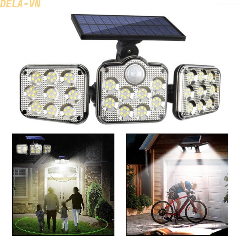 Solar Outdoor Motion Sensor Lights 138LED Three Heads Bright Security Spotlights#DELA