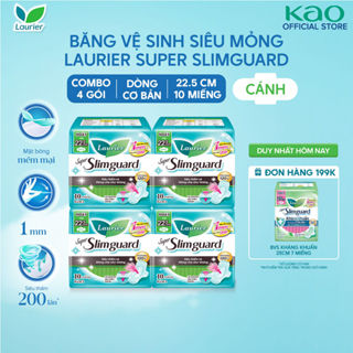 Combo 4 gói BVS Laurier siêu mỏng bảo vệ 1mm 22.5cm 10 miếng