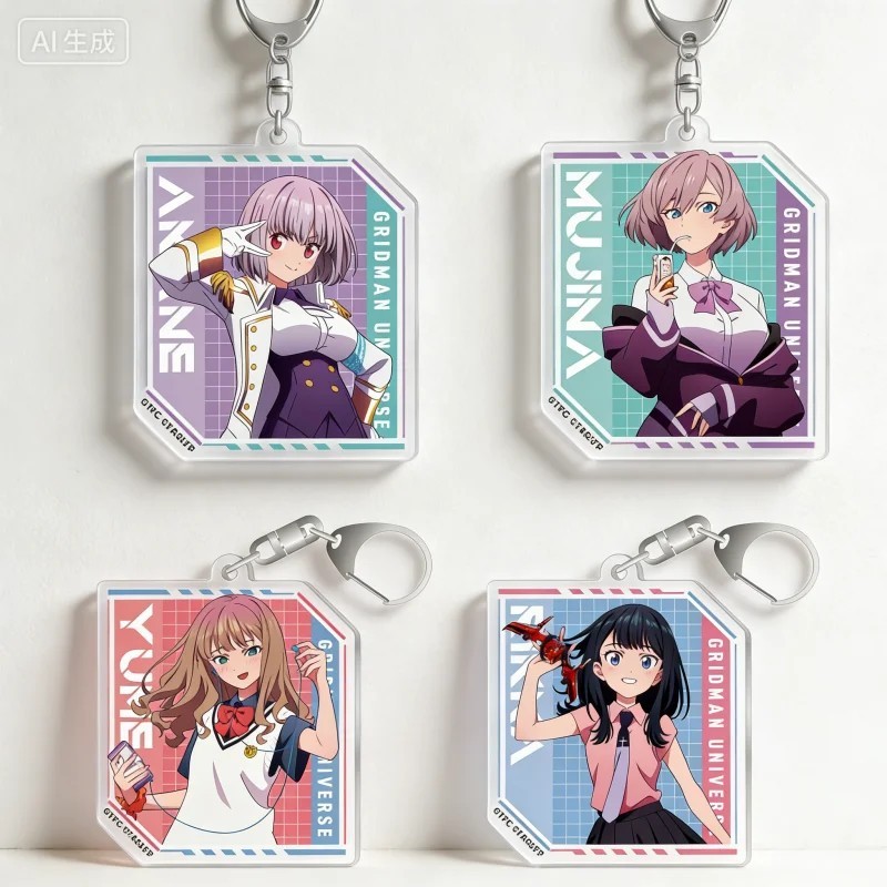 Móc khóa Anime Gridman Universe nhân vật Rikka Takarada Yume Minami mica acrylic mô hình mini trang 