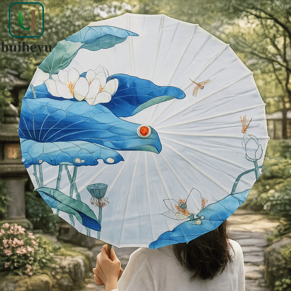 Ô dù giấy dầu cổ điển ZENITHEM, Ô dù nữ vải lụa 70 cm phong cách Trung Quốc, Trang trí cầm tay cổ đi