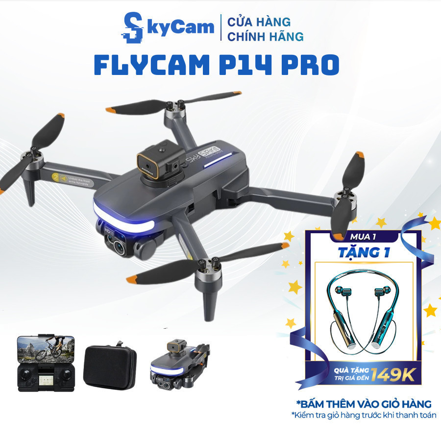 Flycam P14 Pro, flycam giá rẻ Động Cơ Không Chổi Than, tránh va chạm, hợp với người mới chơi
