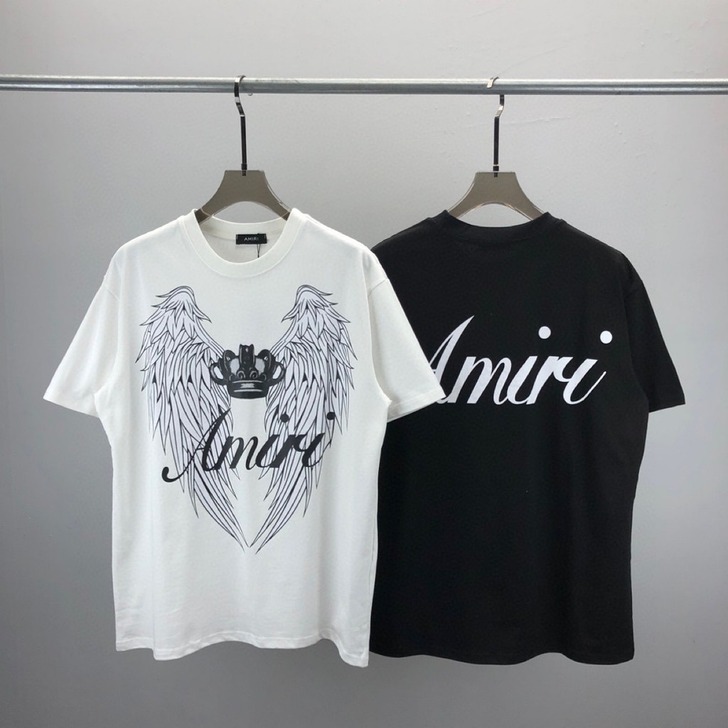 SAVN  Amiri Short Sleeve T Shirt Front and back wing print pattern, unisex inner wear