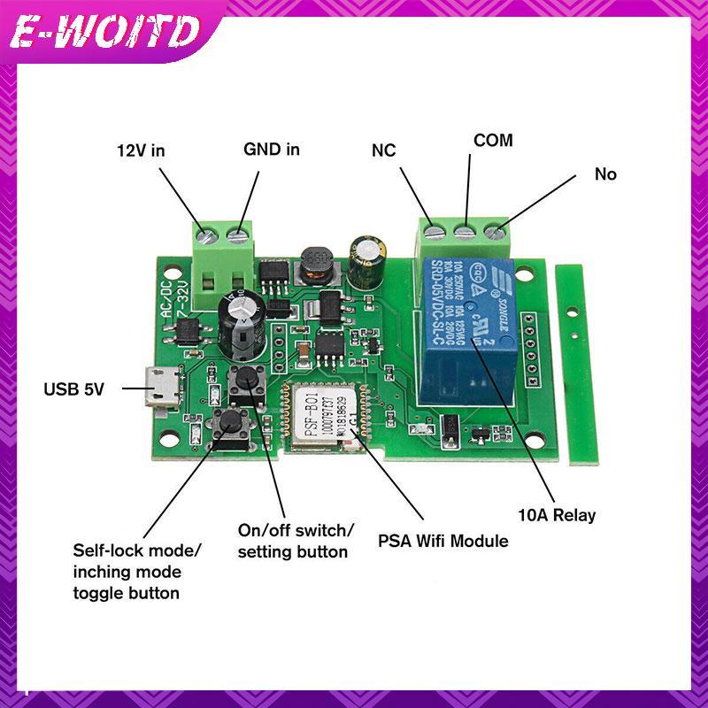 Dụng cụ mở cổng WIFI E-WOITD 12V cho Alexa Home iOS hoặc Android APP EWeLink Control E-WOITD