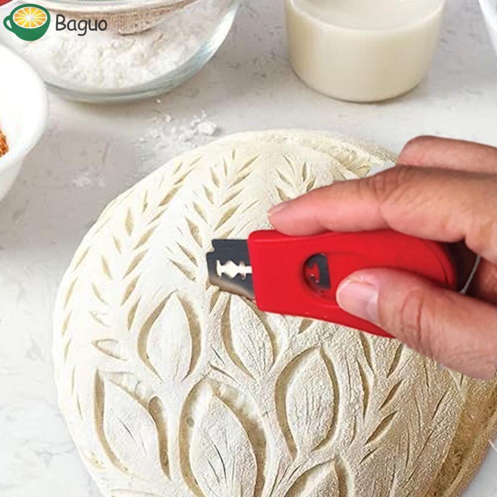 BAGUO 2 chiếc Máy cắt tỉa bánh mì, Mini với Máy cắt thay thế Máy cắt bột chua, Dụng cụ làm bánh Bánh mì có thể mở rộng Công cụ chấm điểm Lame Tủ lạnh