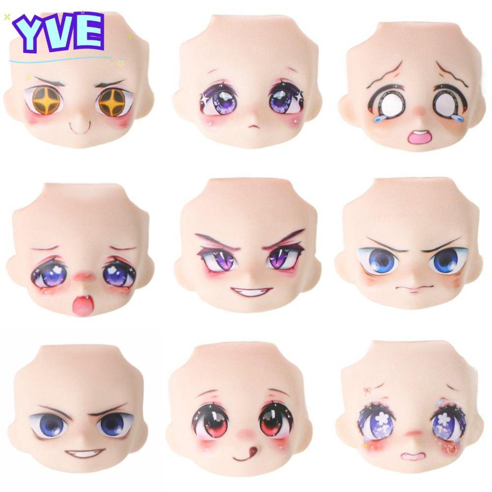 YVE 1 / 12 Mặt Búp Bê BJD, Mặt Thay Thế Búp Bê Vỏ Đầu Có Thể Thay Thế Mặt Búp Bê OB11, Biểu Hiện Mặt