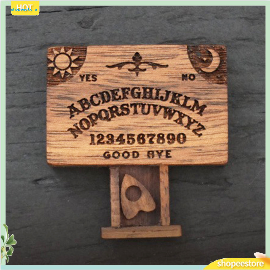 Shopeestore| Trang trí không gian nhỏ Bảng cầu cơ thu nhỏ Vintage Thu nhỏ Ouija Spirit Board có ngăn
