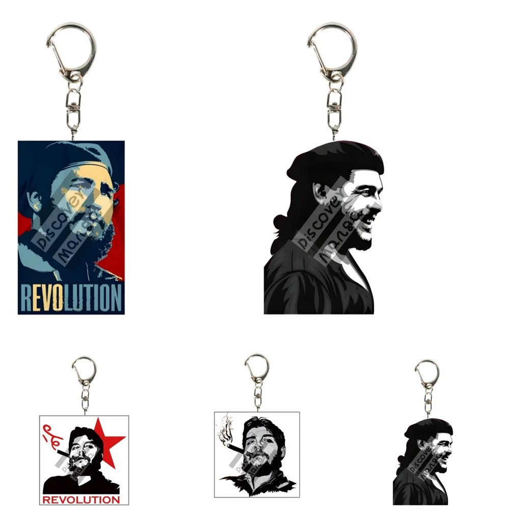 Móc khóa Mica Che Guevara Fidel Castro Revolution Cuba 6cm Acrylic trong suốt trang trí balo túi xác