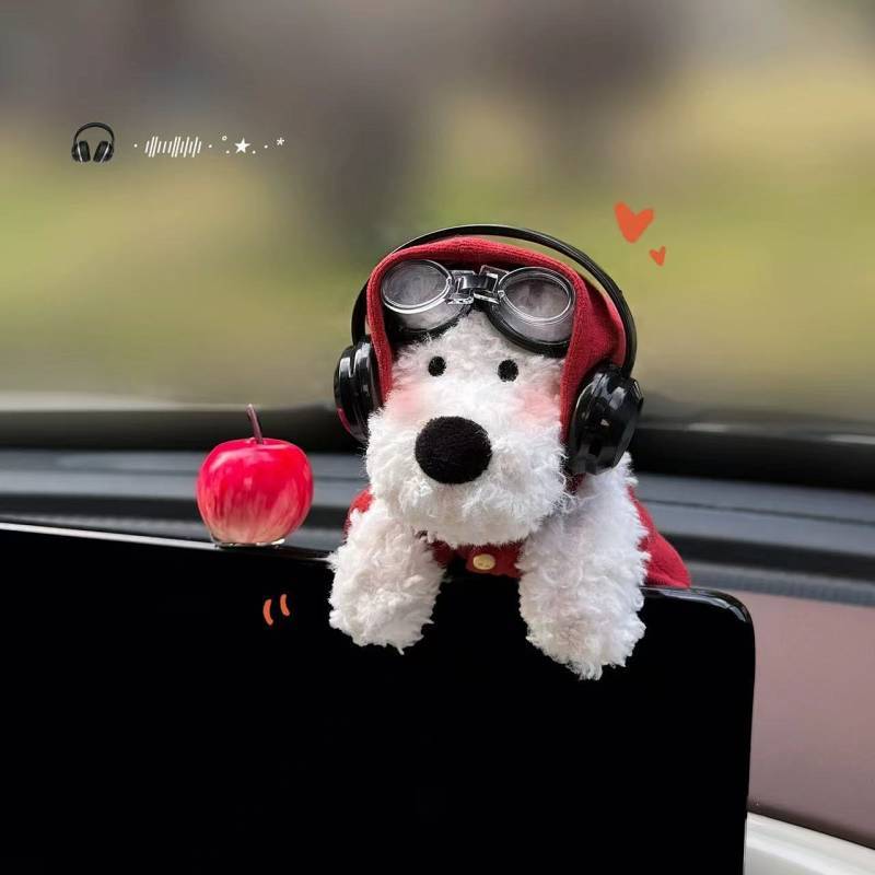 West Highland Car Decoration Car Car Accessories Center Console Screen Lying Doll Puppy Display Scre