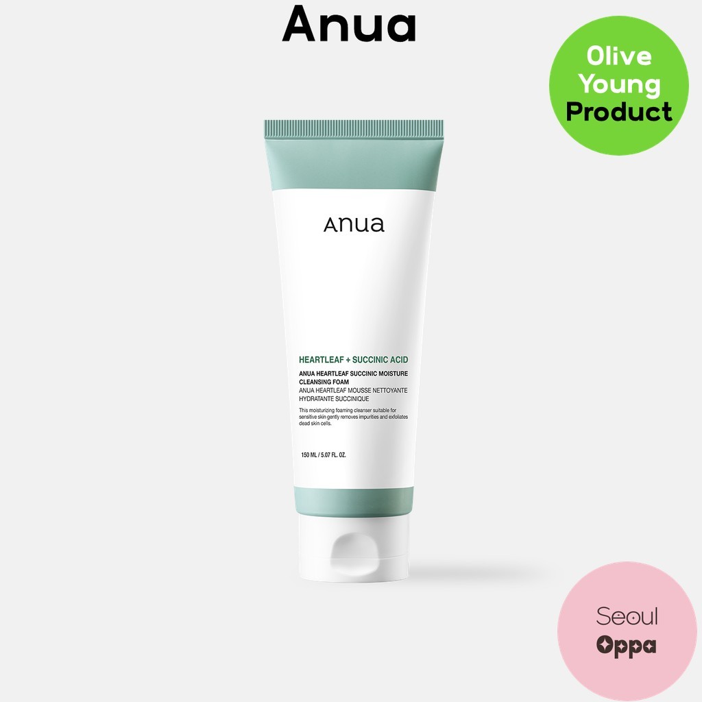 [Anua]. HEARTLEAF SUCCINIC ẨM CLEANSING FOAM 150ml / Sữa rửa mặt Hàn Quốc / Sữa dưỡng ẩm của Anua