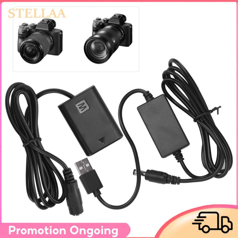 Stellaa Stellaa NP FW50 Giả Pin DC Coupler Điện với Ổ Đĩa USB Cáp Cung Cấp Ổn Định Phụ Kiện Máy Ảnh 