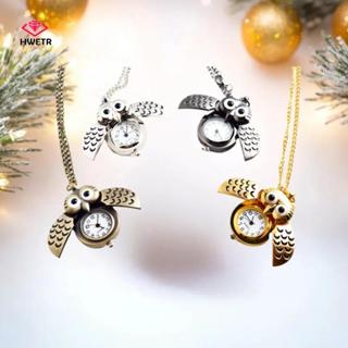 HWETR Thời Trang Vintage Nam Nữ Hợp Kim Retro Hình Cú Clo Mặt Dây Chuyền Dài Nelace Dây Xích Đồng Hồ Quà Tặng Sinh Nhật