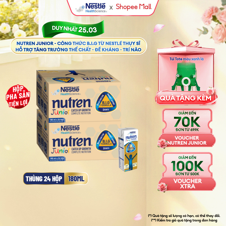 Bộ 2 Thùng 24 Hộp Sữa Pha Sẵn NESTLÉ NUTREN JUNIOR Thụy Sĩ Công Thức BIG Tăng Trưởng 180ML