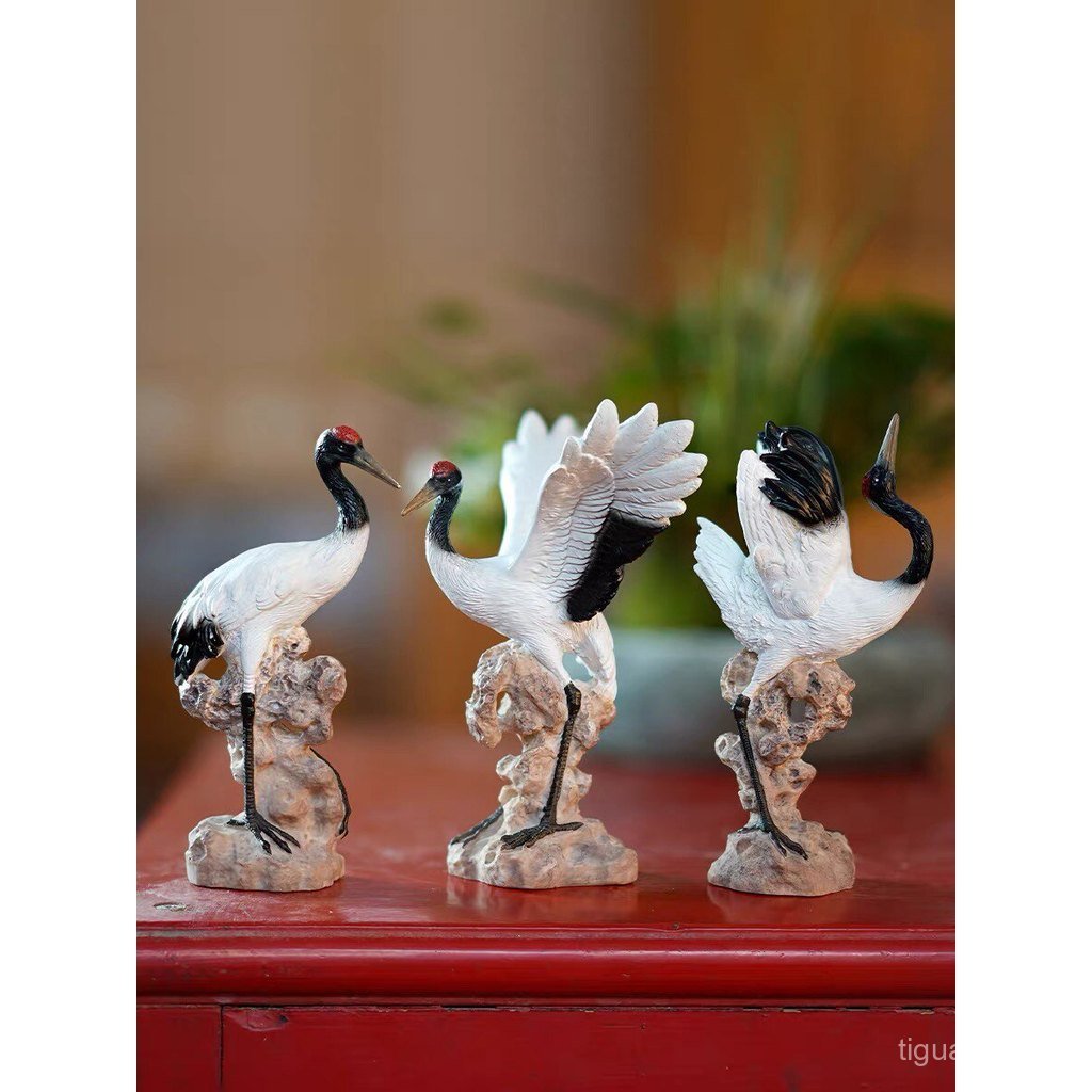 Bán chạy Rockery Waterscape Đồ trang trí Crane White Crane Danding Crane Animal Fish Tank Fish Pond 