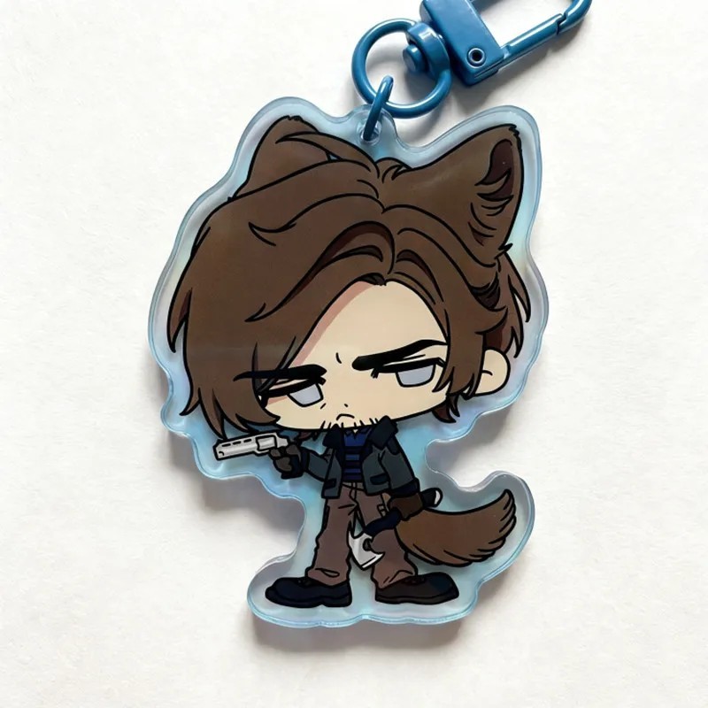 Móc khóa mô hình Leon Resident Evil Leon S Kennedy Chibi Wolf Acrylic Keychain Phụ kiện treo balo tú