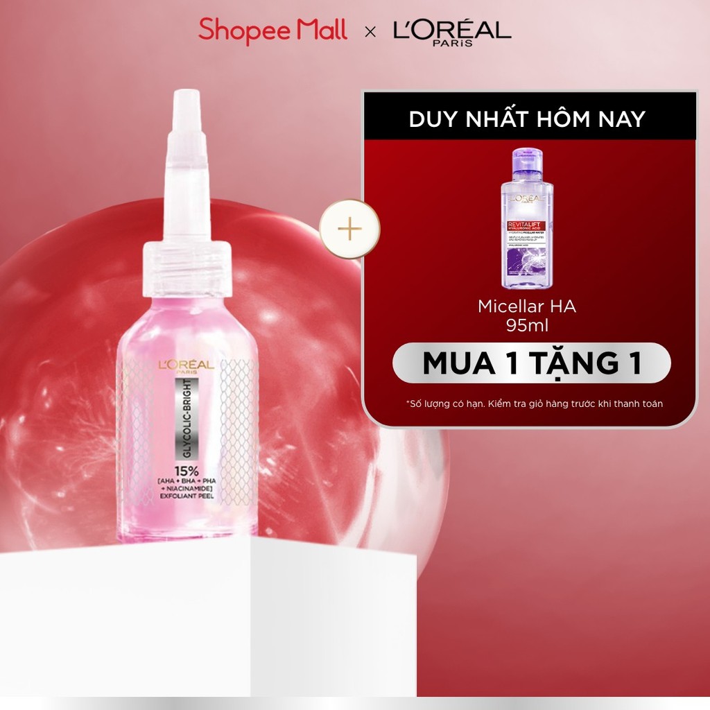Dưỡng chất làm sạch tế bào da chết Glycolic-bright Anti-dark Spot Exfoliant Peel L’oréal Paris 25ml